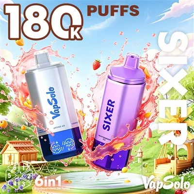 Vapsolo SIXER 180K PUFFS bir marta ishlatiladigan vape
